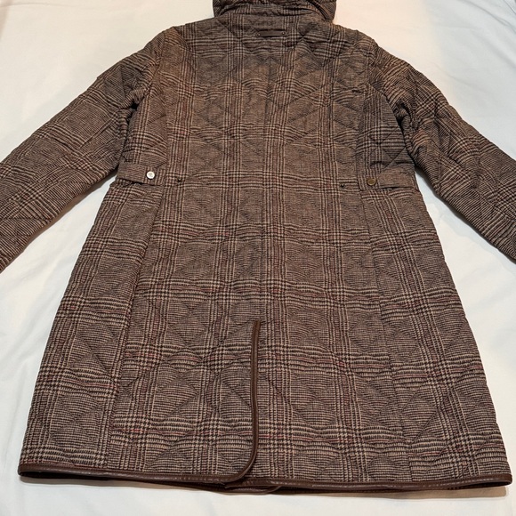 Lauren Ralph Lauren Brown Plaid Hooded Quilted Jacket M - Picture 6 of 14